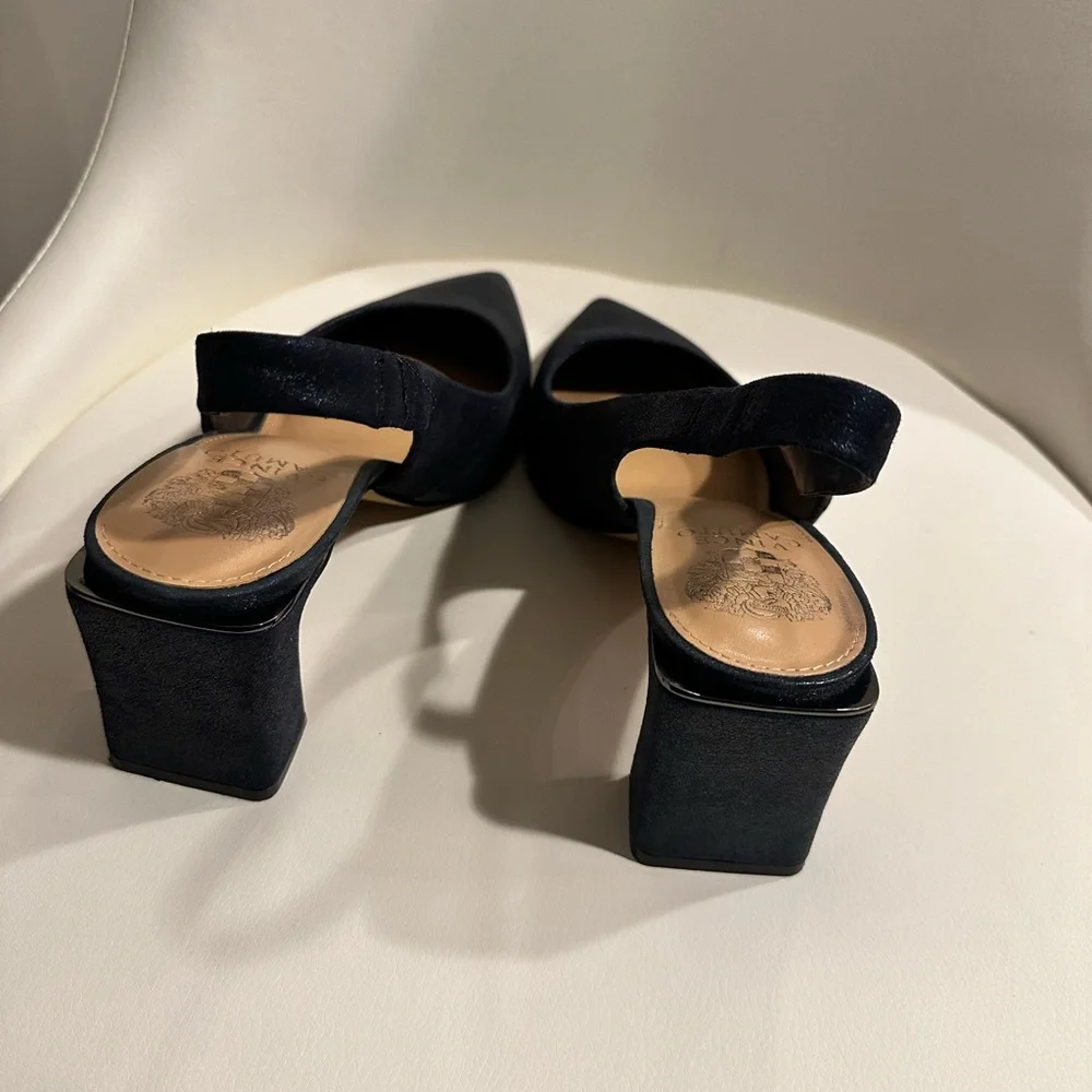 Vince Camuto Gilded Navy Slingback Heels